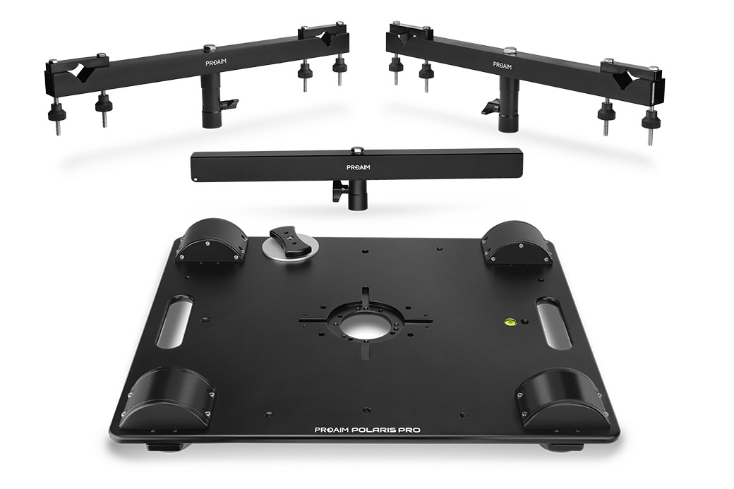 Proaim Polaris Pro Low-Profile Video Camera Dolly w Universal Track Ends | 800lb Payload