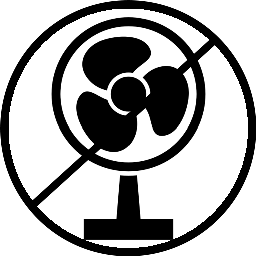 A desk fan being crossed out.