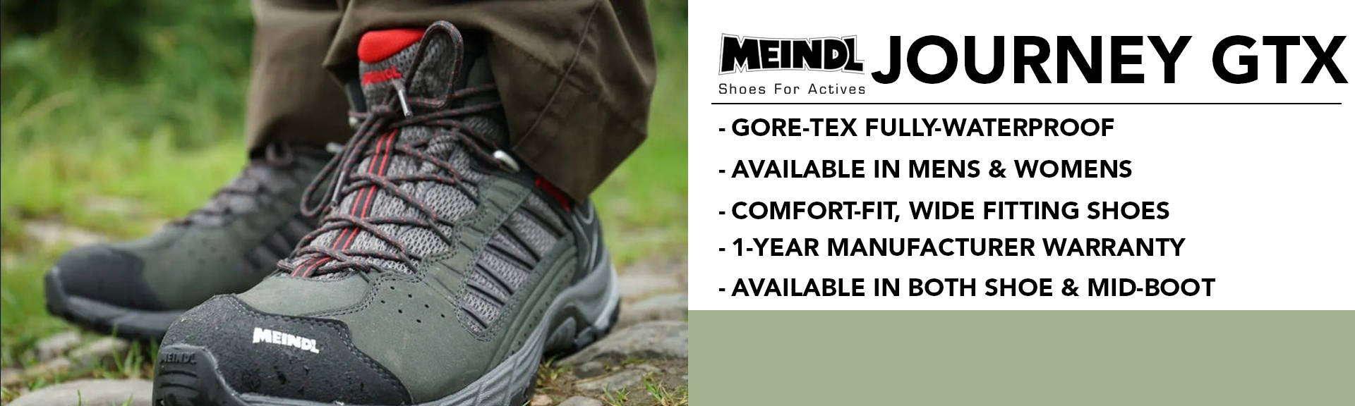 Meindl Journey GTX wide-fitting shoes & botos for men & women.