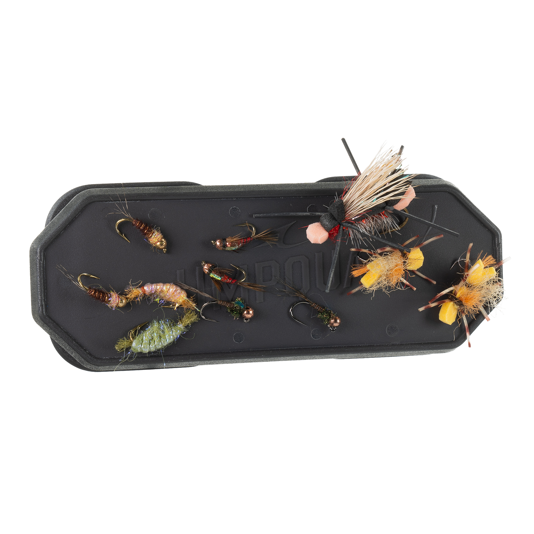 A magnetic double fly dock pad in grey for fishing