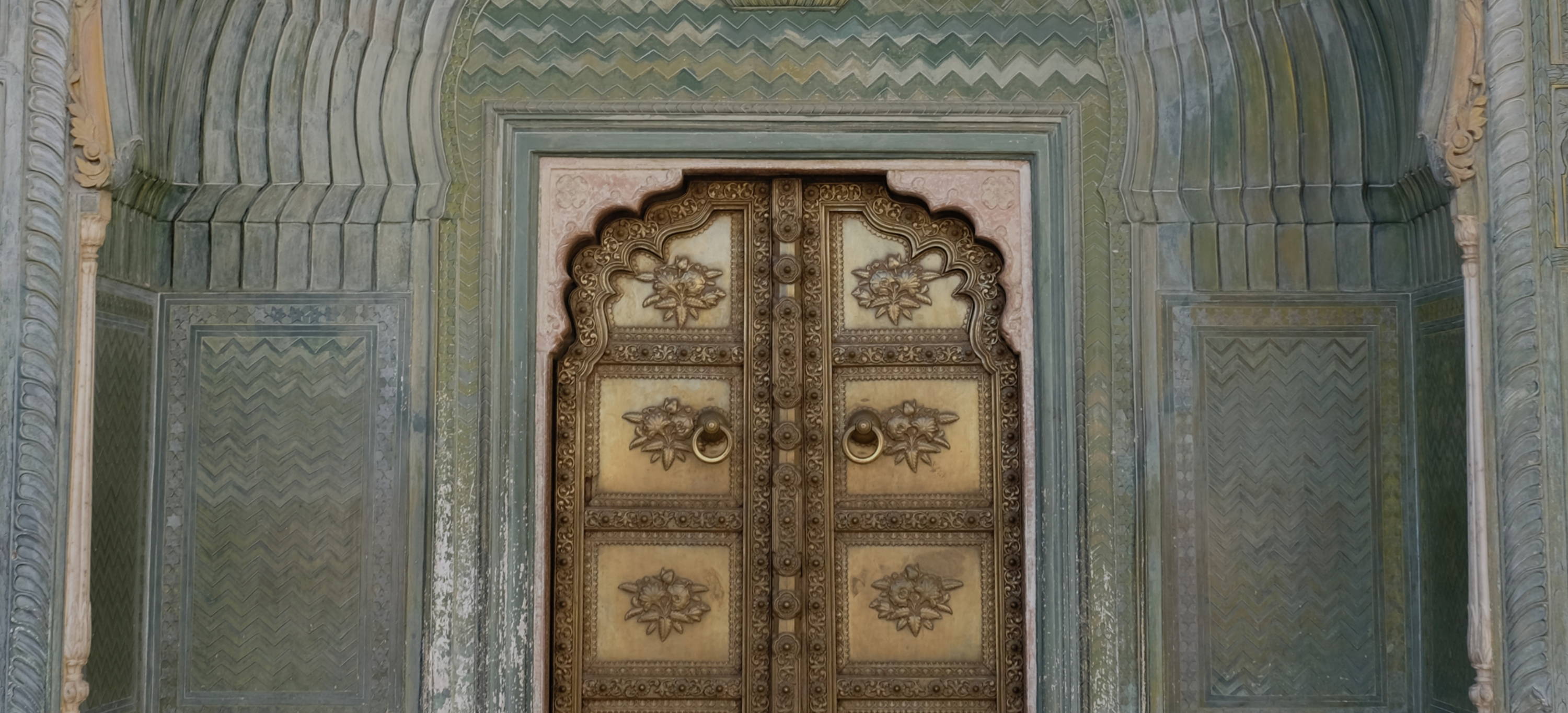big indian traditional style gold doors