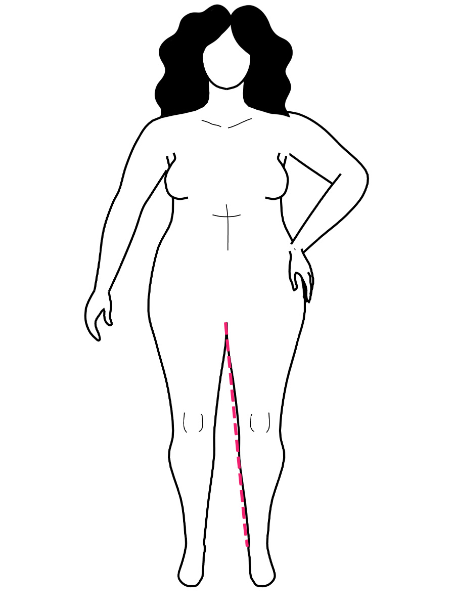 Graphic of a woman showing where to measure to find your inseam measurement
