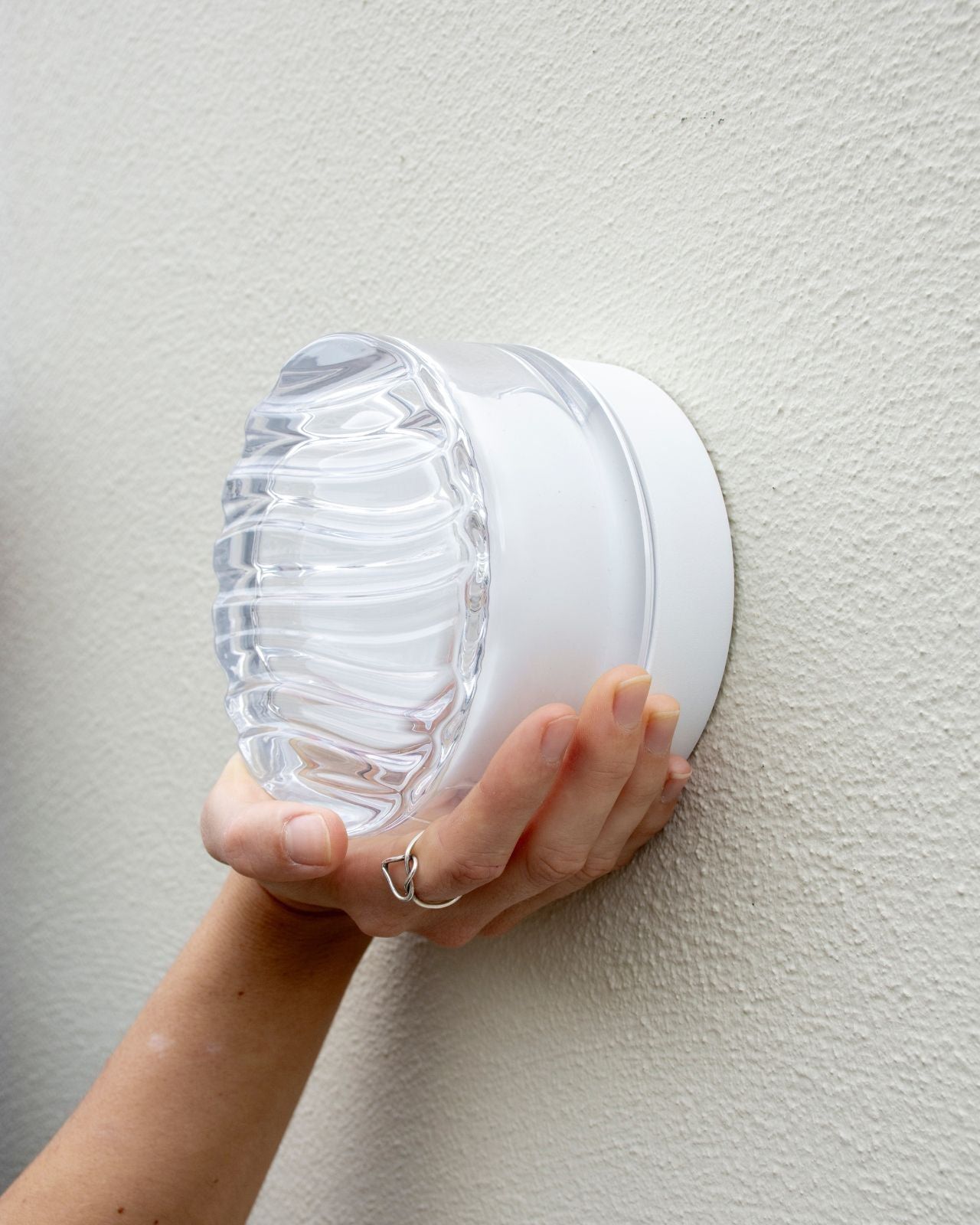 Exterior Thick Textured Glass Wall Light | White | Styled Outside