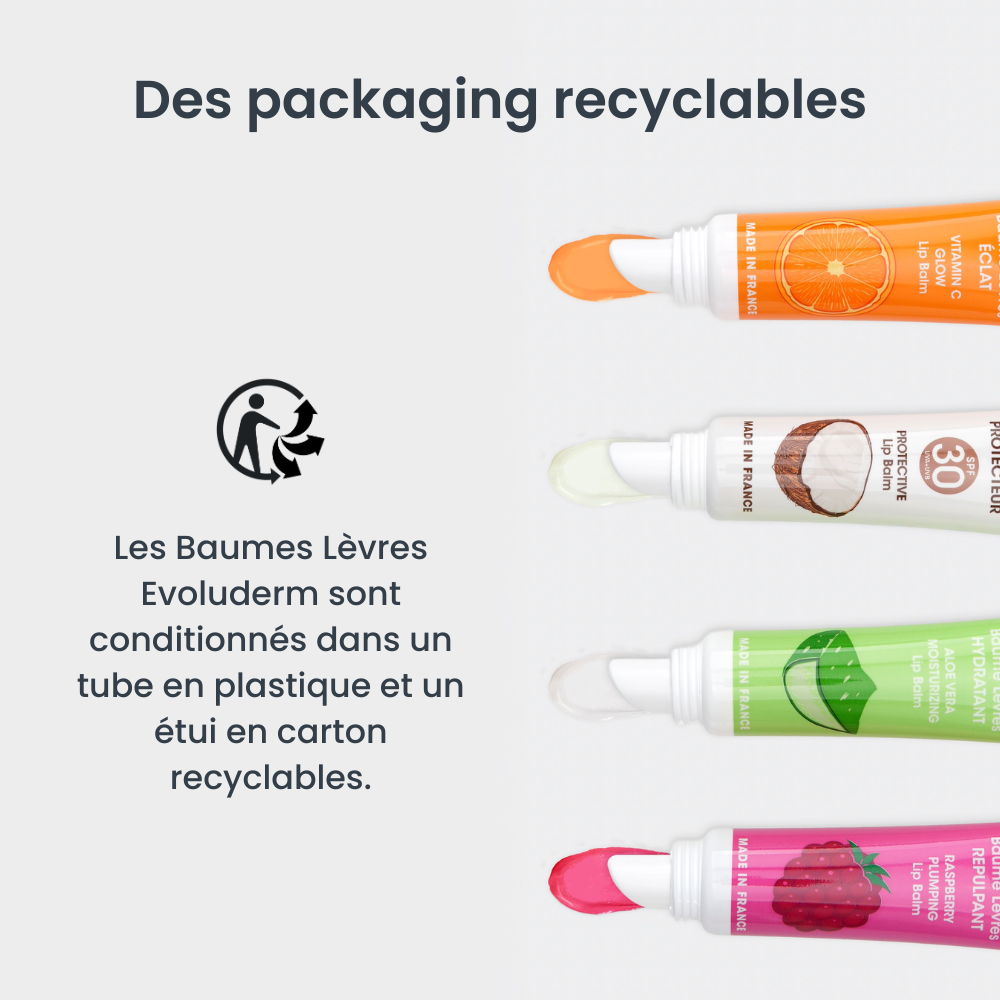 Des packaging recyclables pour baumes à lèvres Évoluderm.