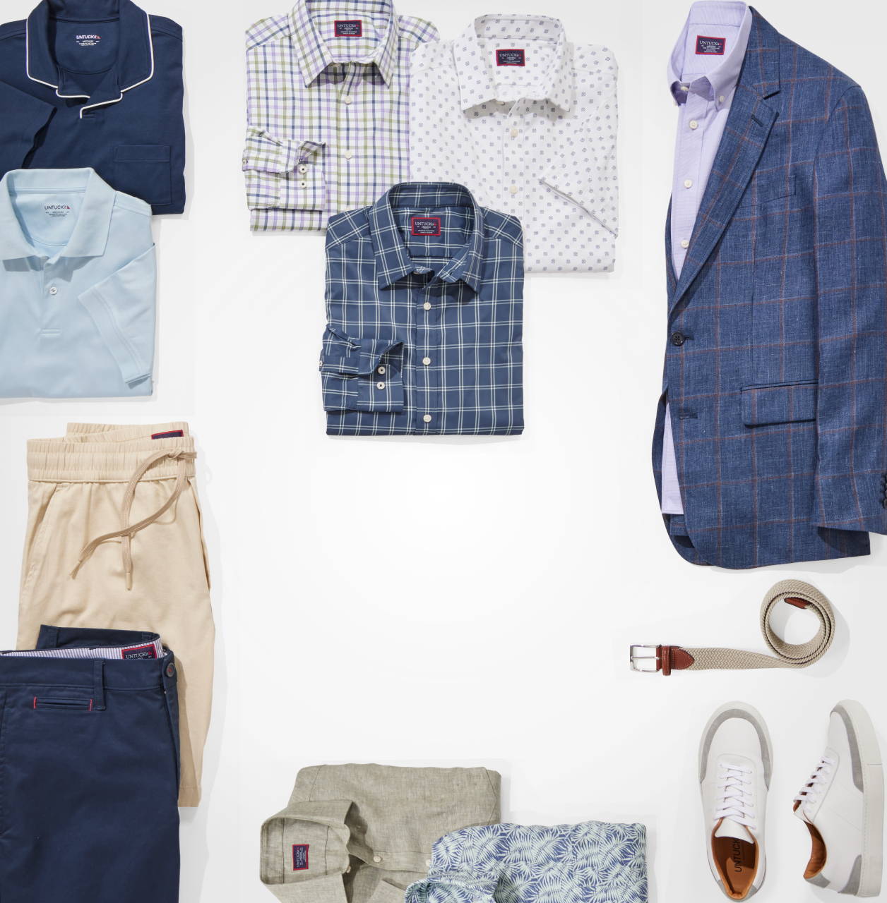 Collection of UNTUCKit products. 