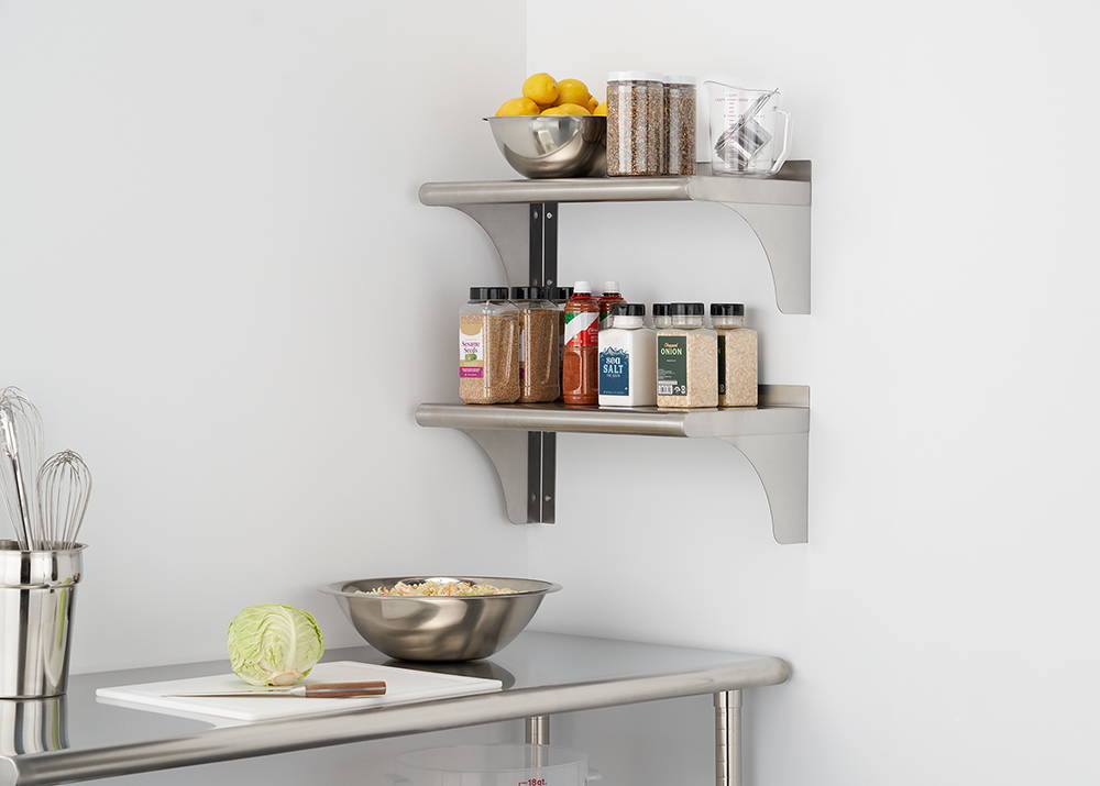nsf shelves mounted on wall