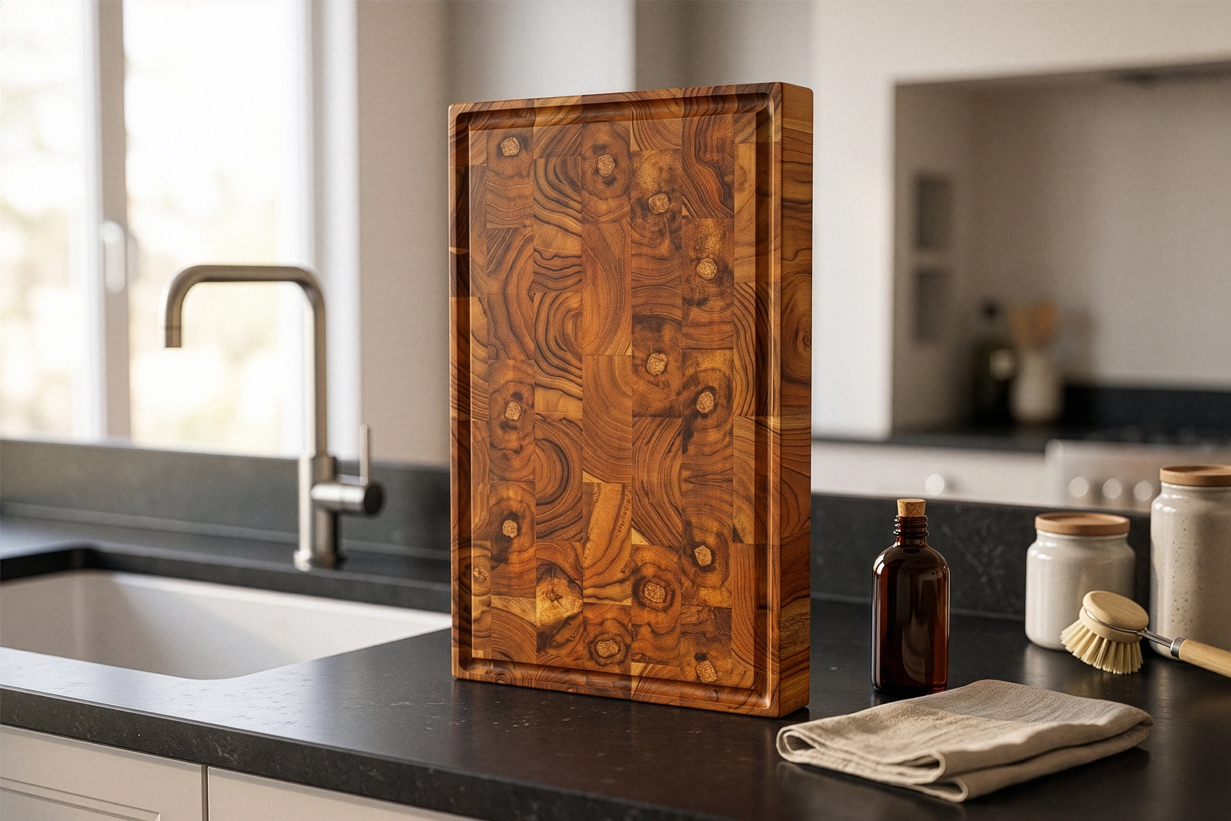 RYFA Handcrafted Teakwood End Grain Chopping Block