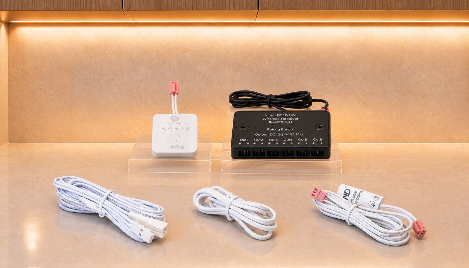 Plug-and-play connections and accessories for cabinet lighting systems