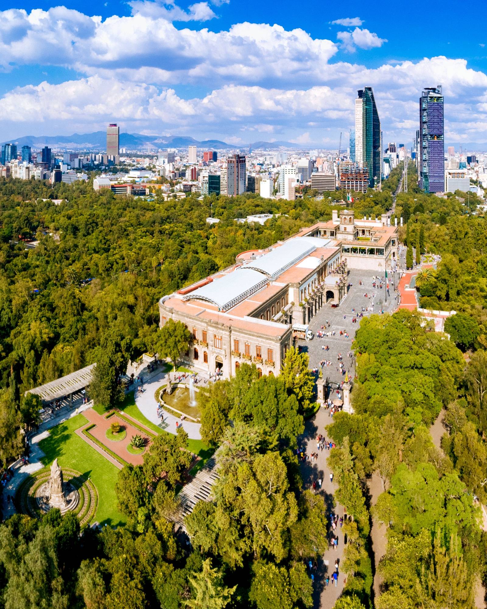 An image of Mexico City gardens and city