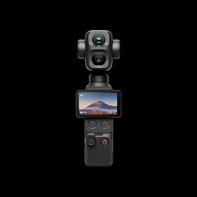 An Osmo Pocket 4P against a black background