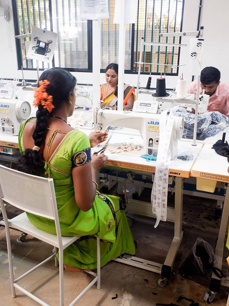 Vintage inspired lingerie being made in What Katie Did's main factory in India.