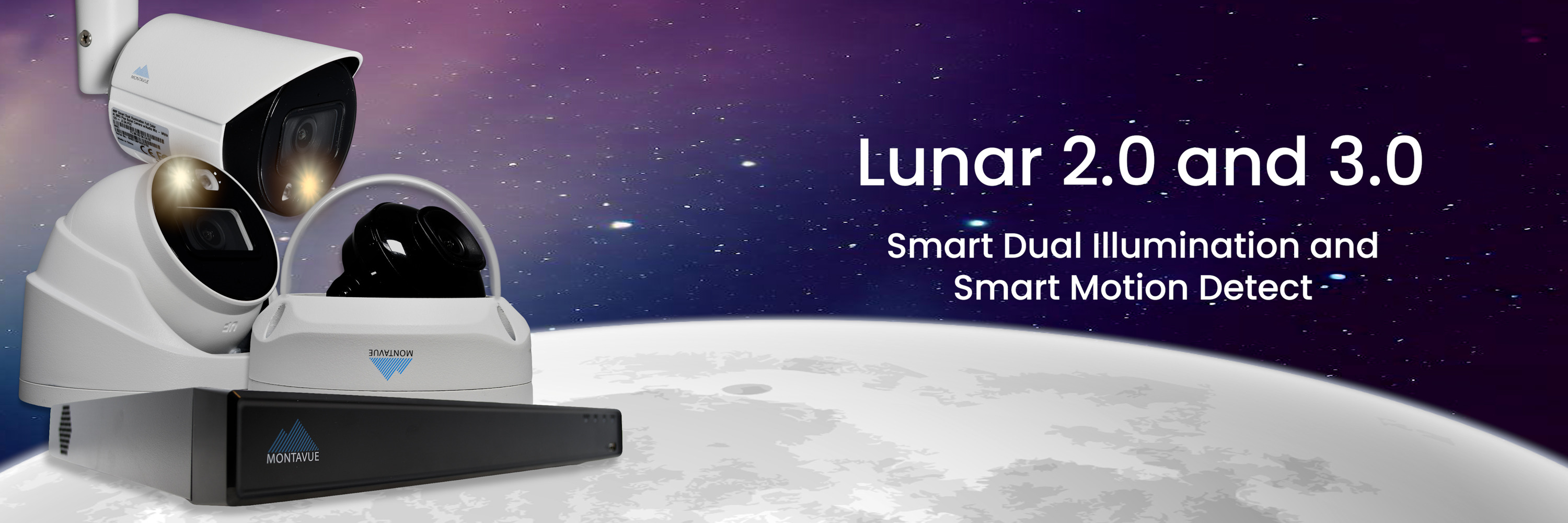 Lunar series smart lighting security cameras