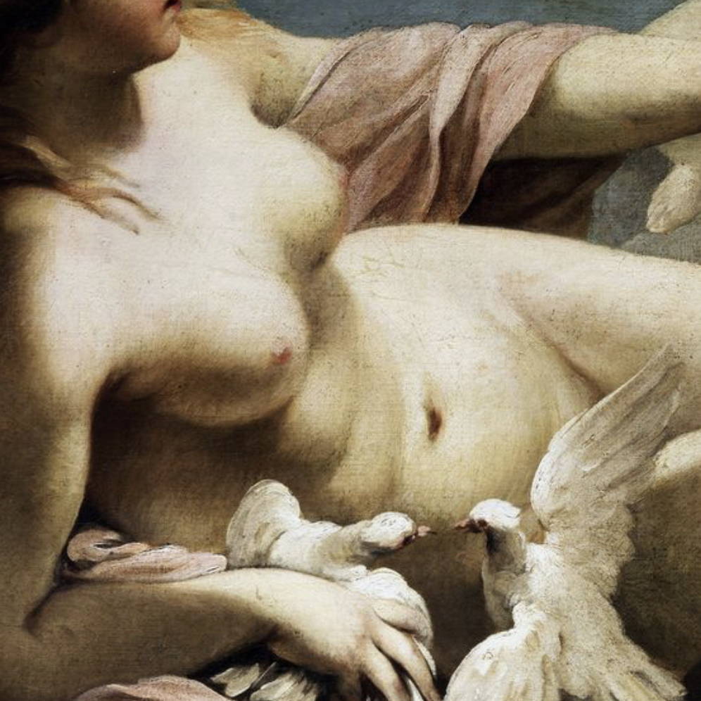 French Romantic Painting with Doves