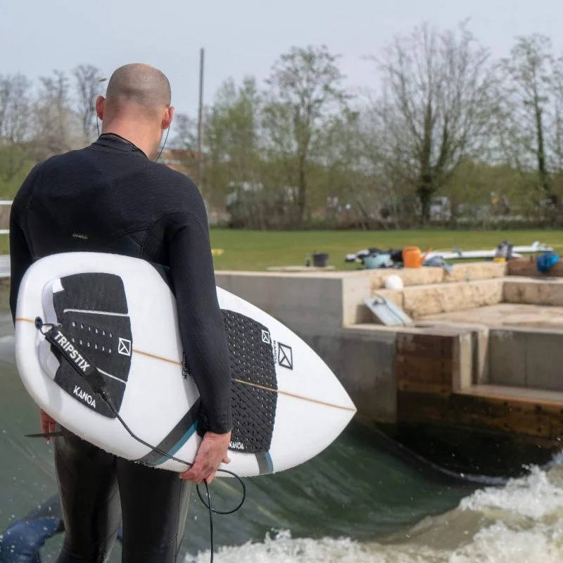 Stefan with our Performance Riverboard Surfboard at Nuremberg