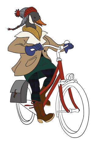 Winter city cyclist