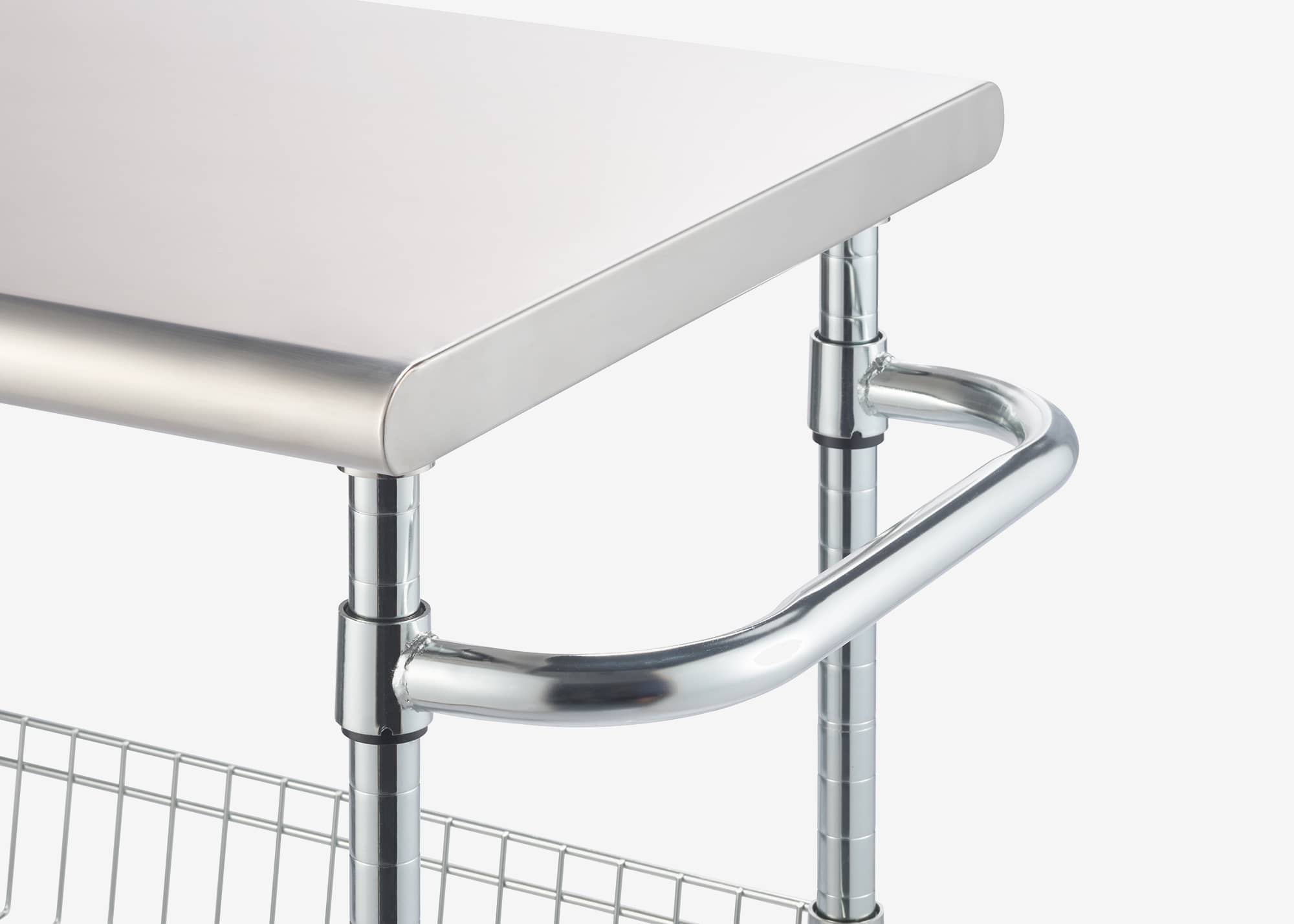 rounded handle of the kitchen cart
