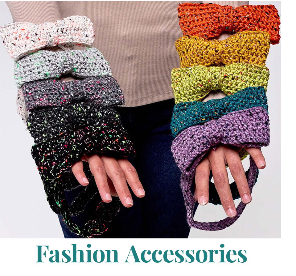 Hands holding colorful fashion accessories like hair bows.