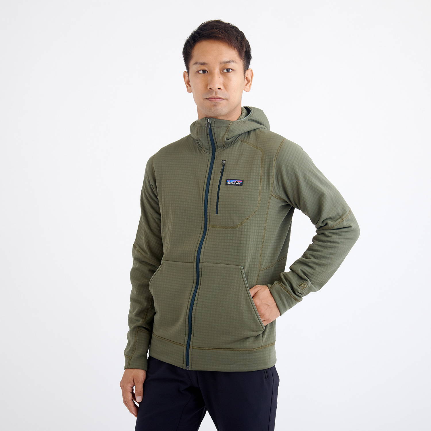 patagonia（パタゴニア）/R1フルジップフーディ/カーキ/MENS