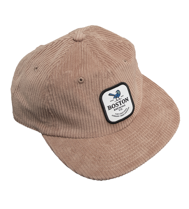 Hazy Pink corduroy Boston Brewing Co. cap with a woven patch