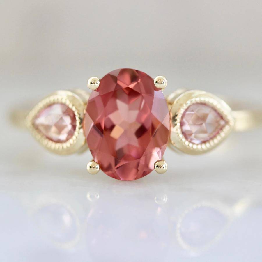 Pink Tourmaline and Sapphire Ring