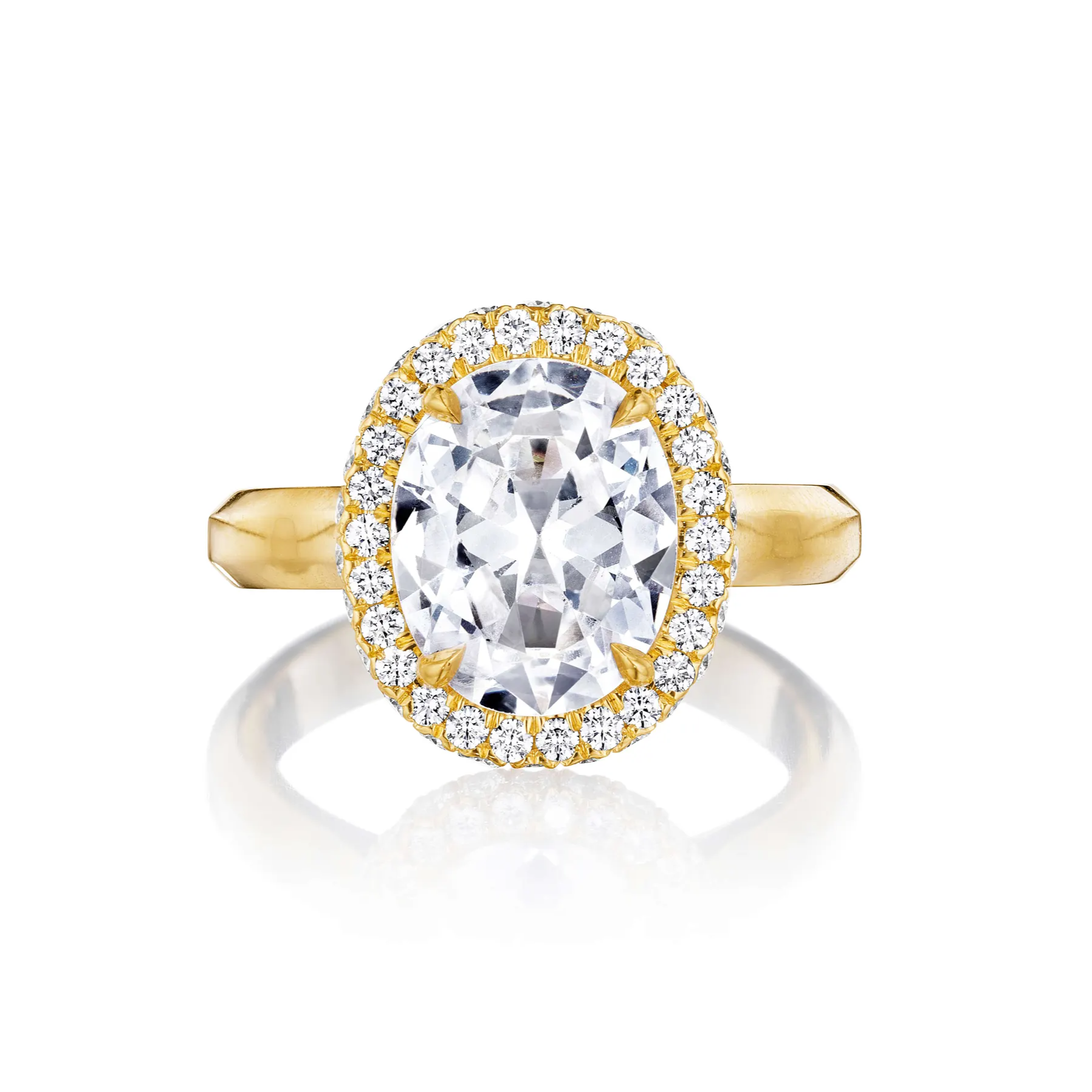 oval halo engagement ring yellow gold