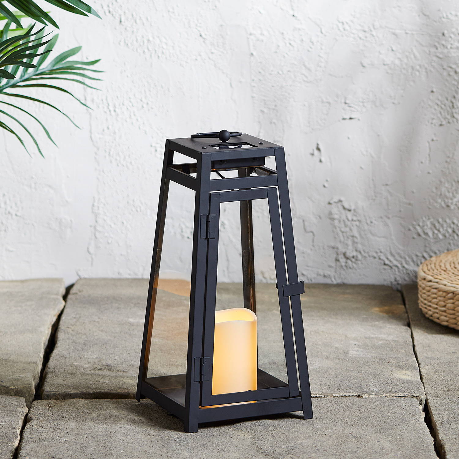 Lismore lantern sat on patio