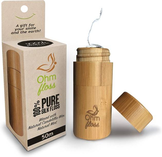 Ohm eco-friendly silk floss with bamboo floss dispenser case