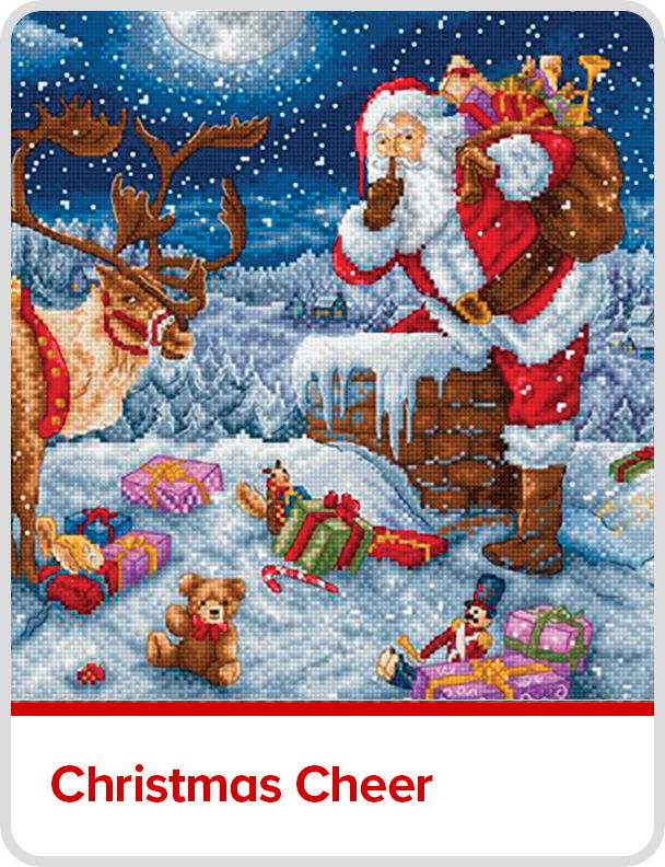 Santa with reindeer surrounded by gifts in a snowy landscape. - Christmas Cheer
