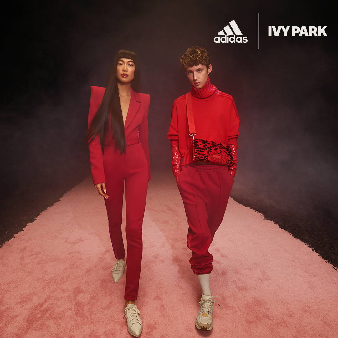 2 models wearing red ivy park apparel