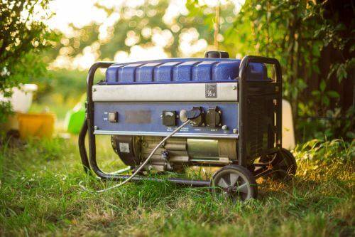 generator on soft ground at campsite