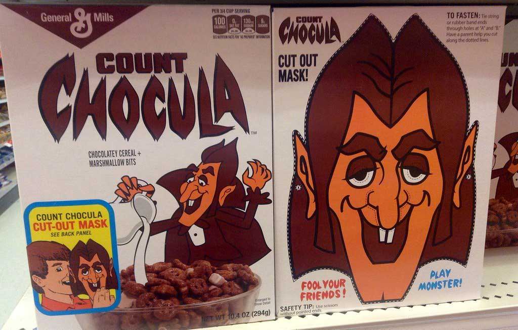 Count Chocula Cut-Out Mask on cereal box
