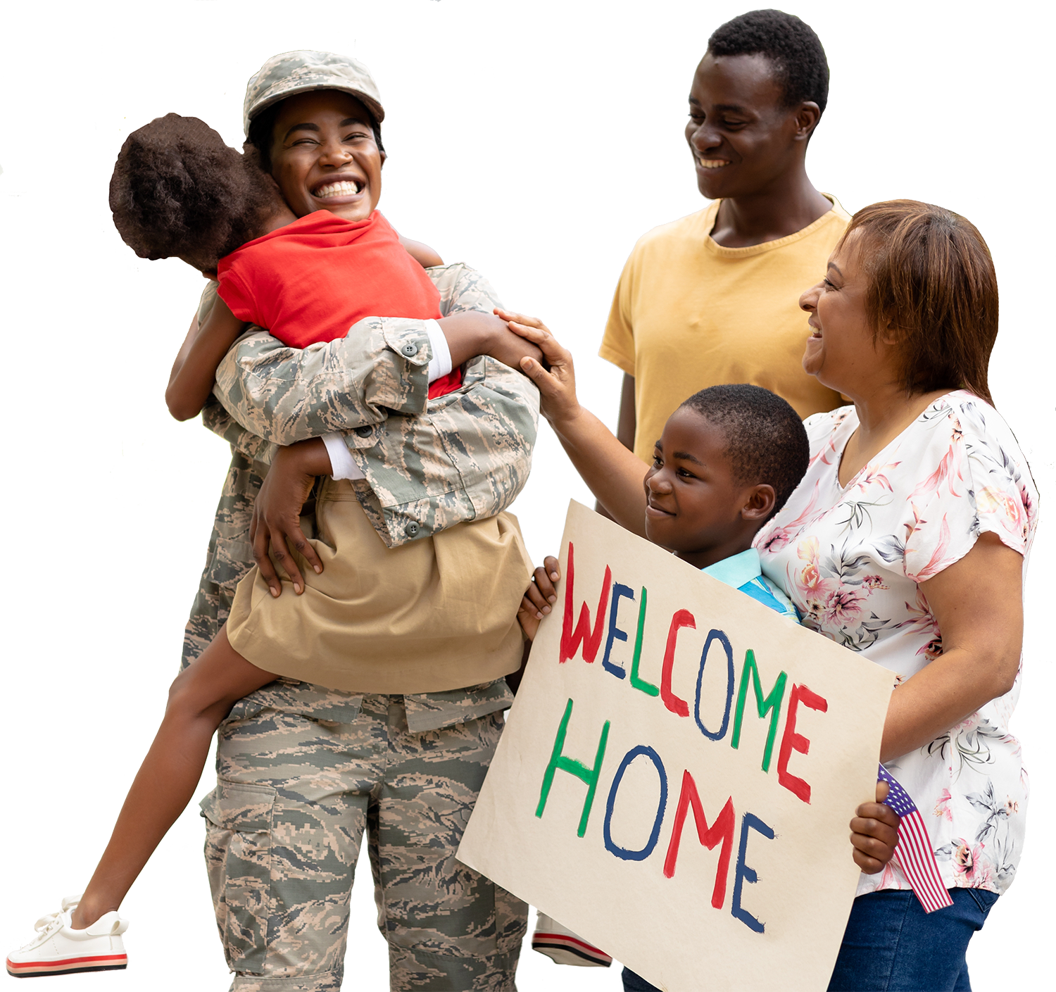 Welcome home military with family