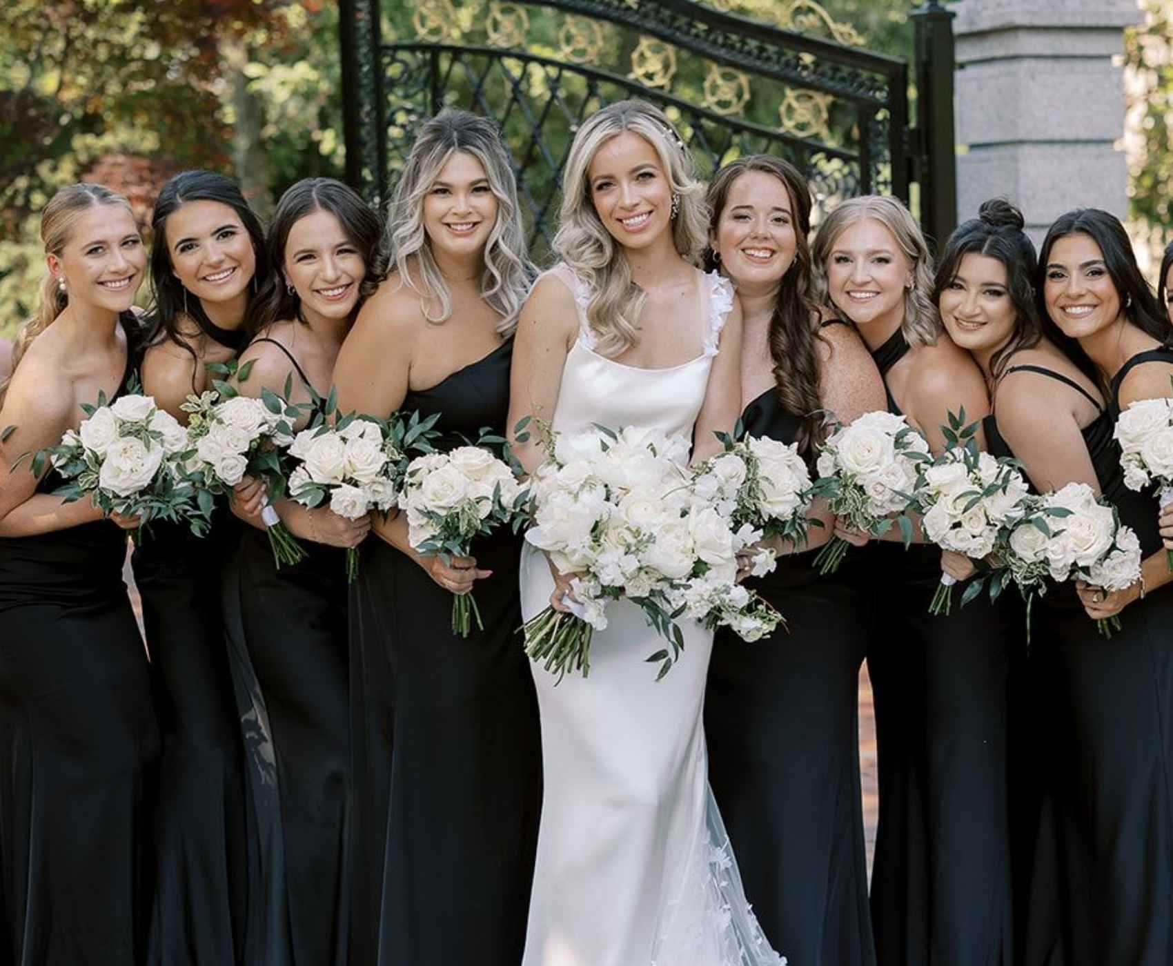 black satin bridesmaid dresses