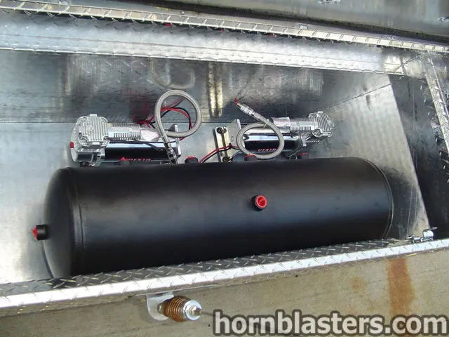 Train horn bells and mounting brackets on Johnny's 1997 GMC Sierra 1500 photo 3