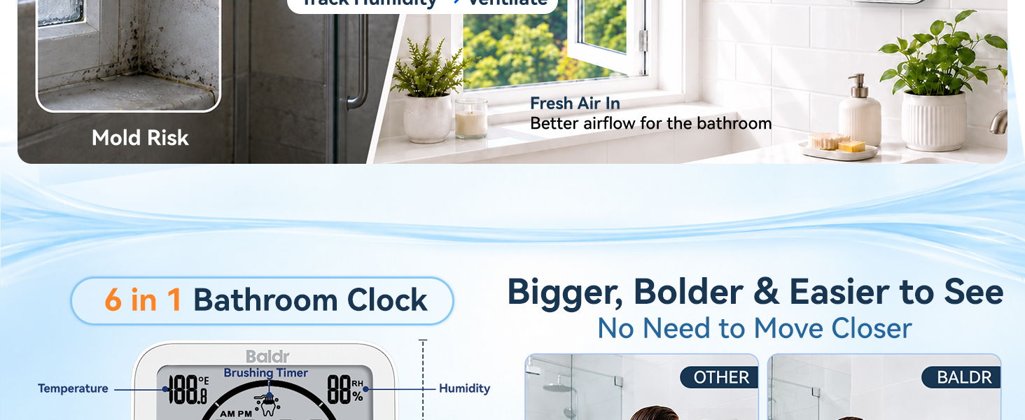 Image showcasing a bathroom clock and window with plants for home decor.