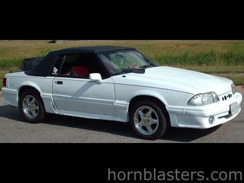 Exterior three-quarter view of Mike's Ford Mustang with HornBlasters Shocker XL train horn featured customer install gallery photo 1