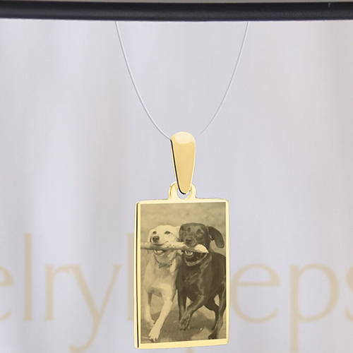 Gold Rectangle Pet Photo Engraved Keepsake 