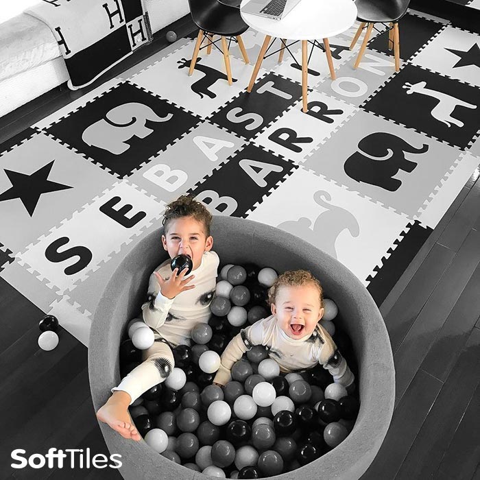 A designer SoftTiles Personalized Foam Play Mat