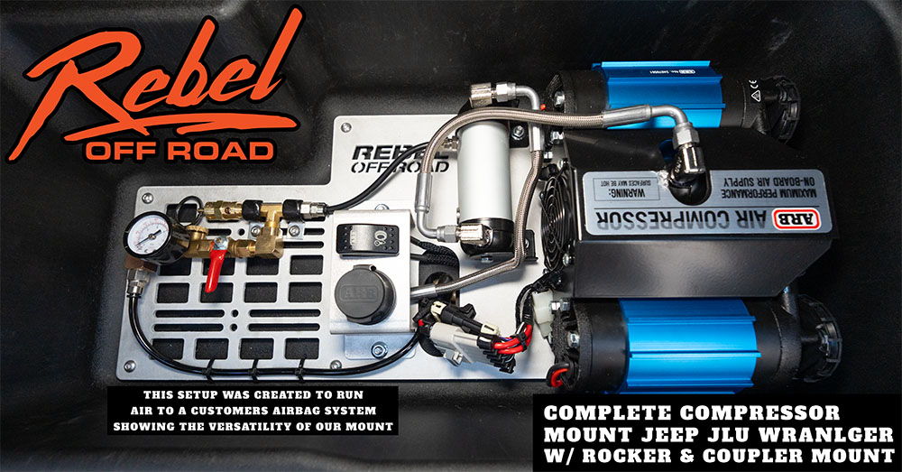 Complete compressor mount for Jeep JL Wrangler by Rebel Off Road.
