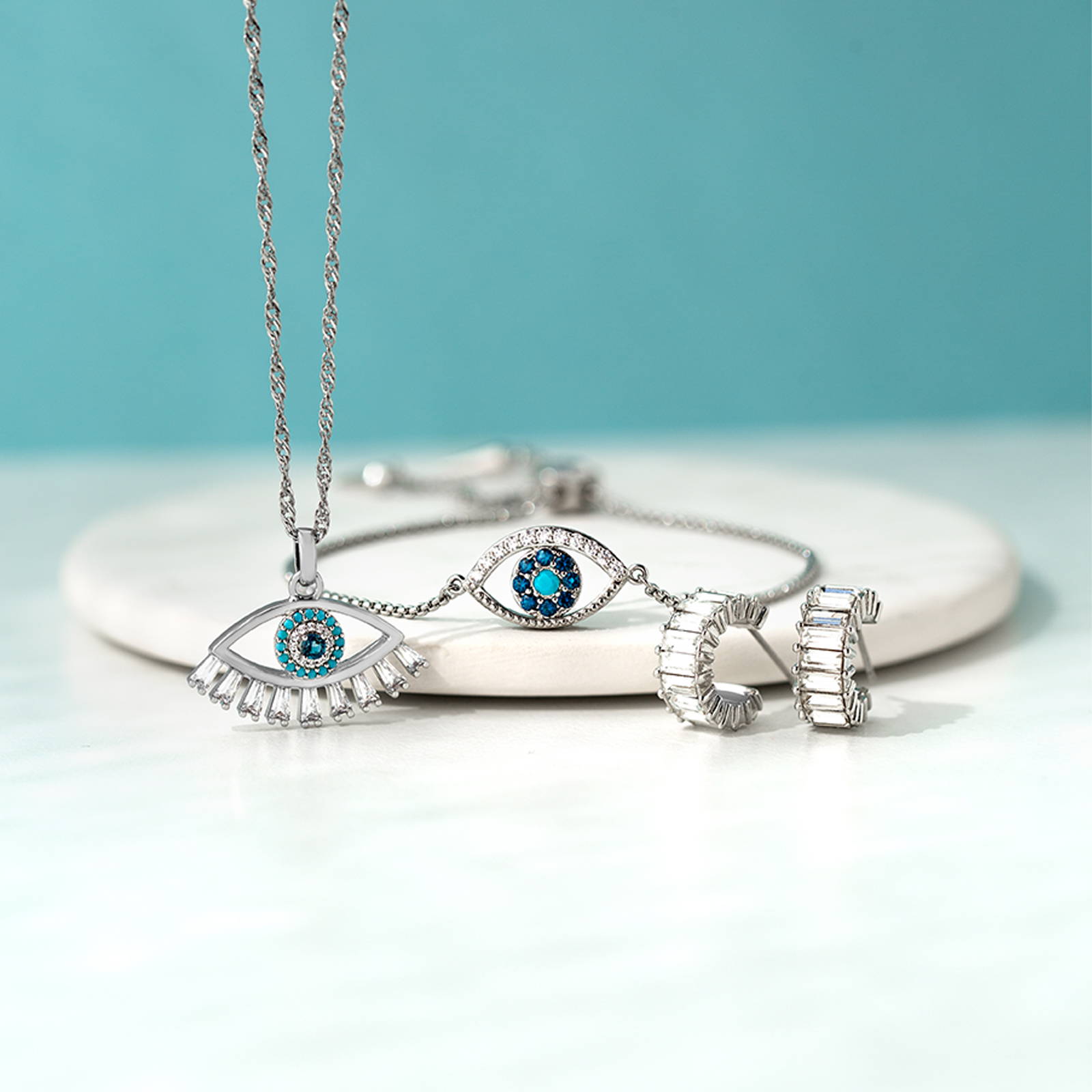 Evil Eye Bolo Bracelet + Necklace Set