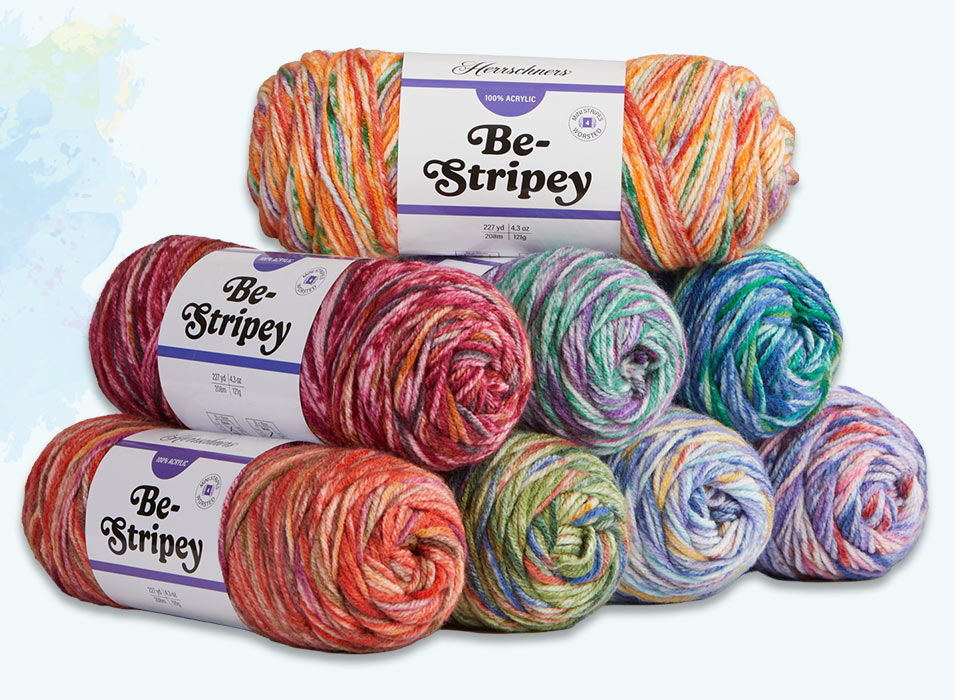 Colorful yarn skeins stacked with 