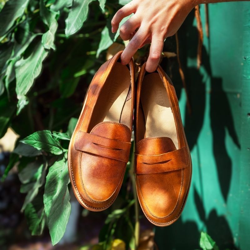 Women's size 14 extended size loafer in light brown leather — The Sofia by Adelante.