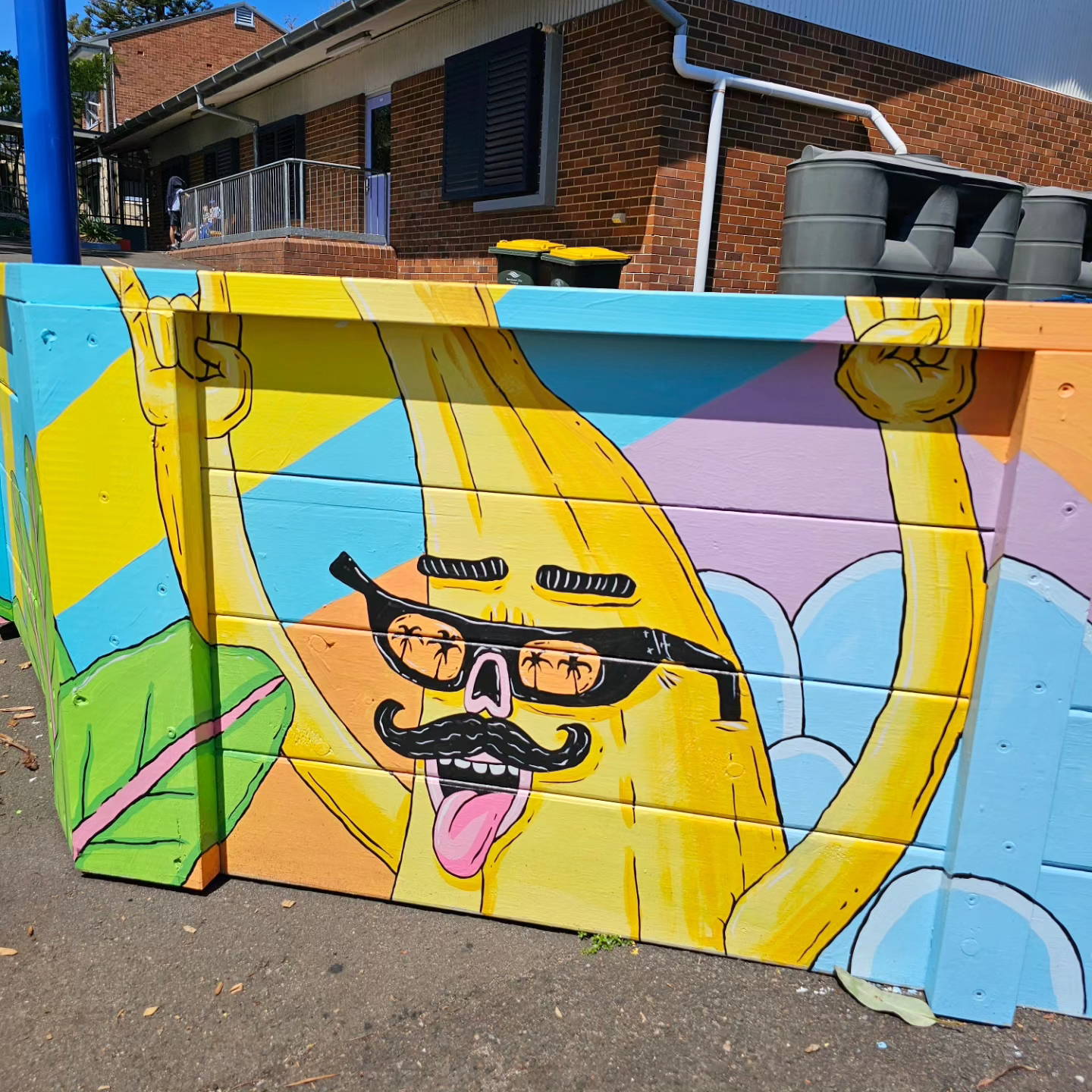 Timber Gaga Ball Pit in Malabar NSW Painted by Local Artist Mulga