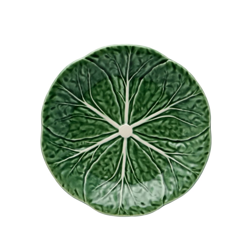 Green cabbage leaf-shaped decorative plate.