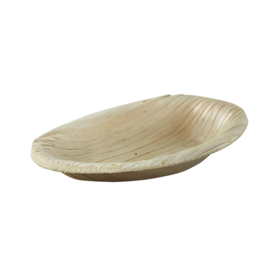 An egg shaped palm leaf bowl