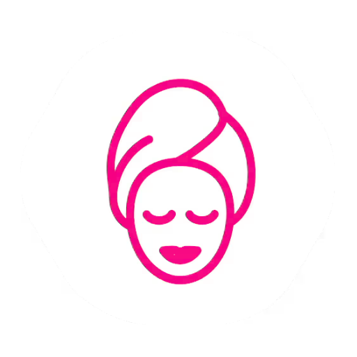 Stylised illustration of a woman's face with closed eyes and a towel turban..