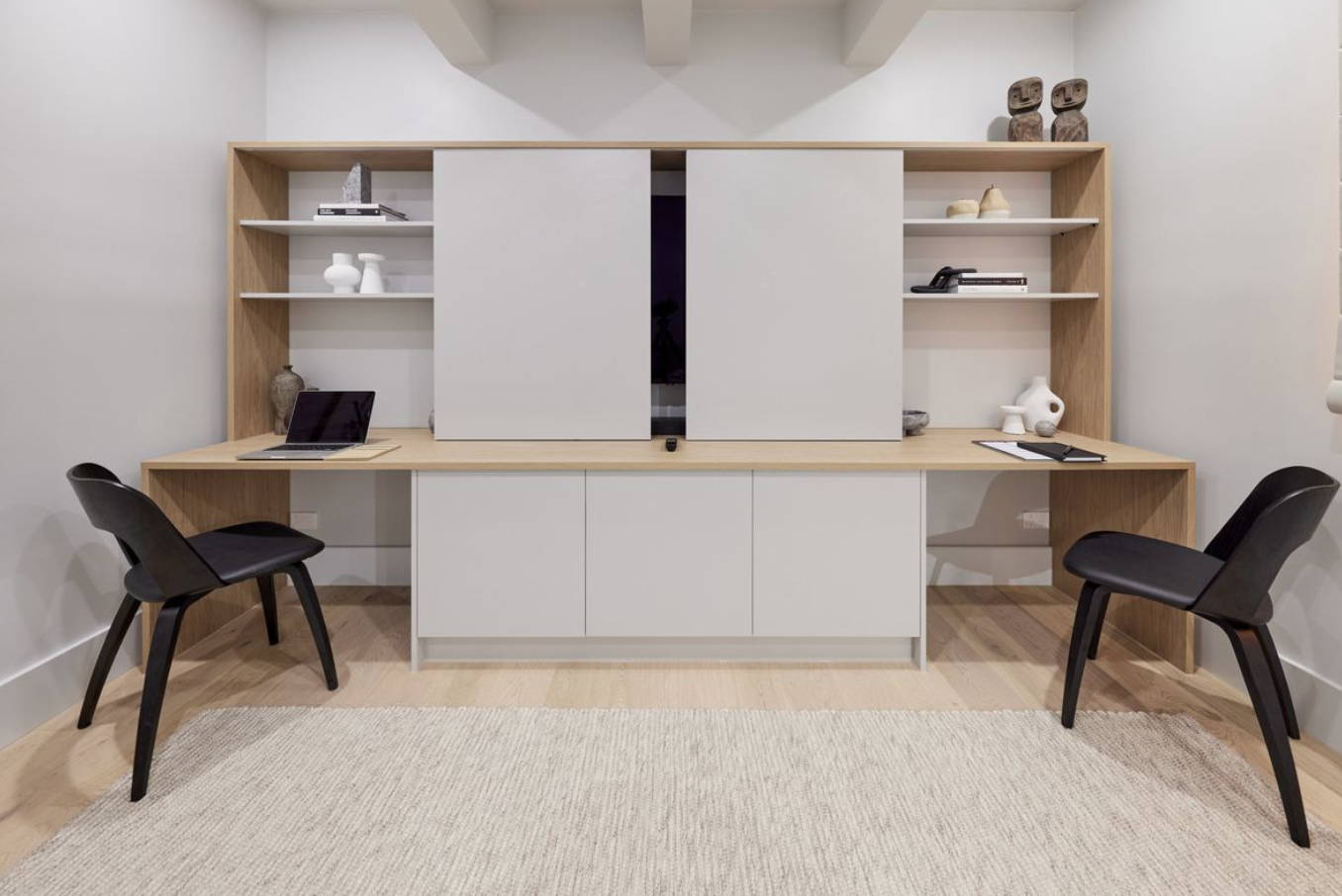 Modern light and bright home office space from the winning The Block room 2023 on The Blue Space 