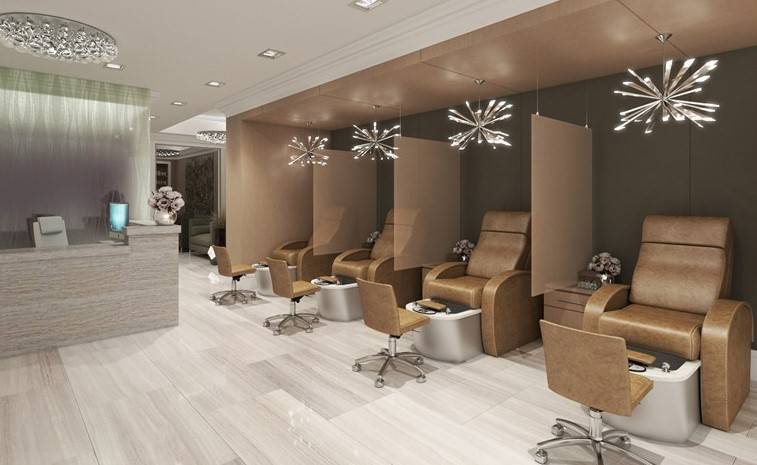 Hanging barrier partitions in a spa
