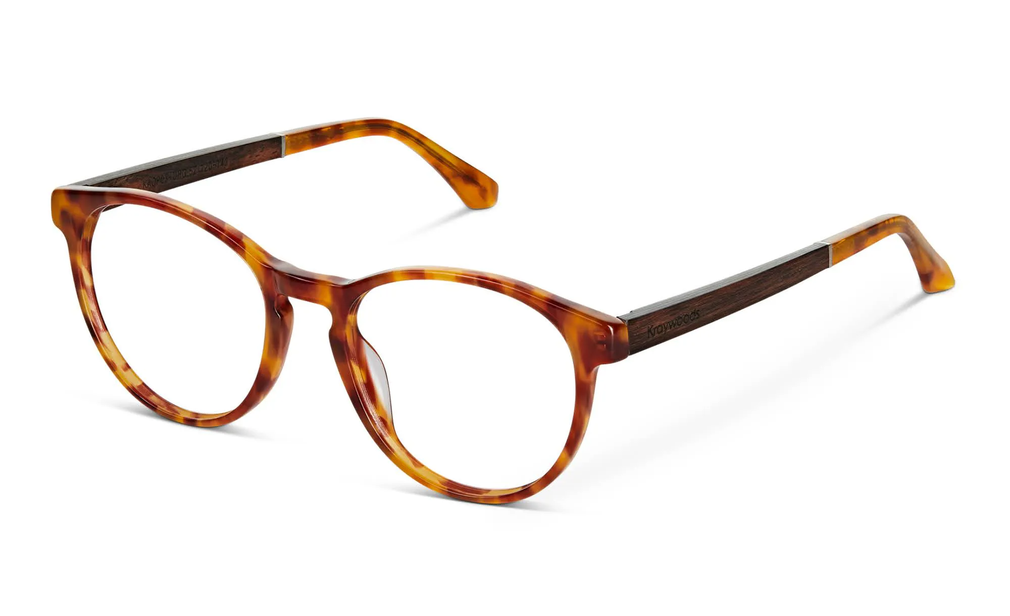 round tortoiseshell glasses on a white backround