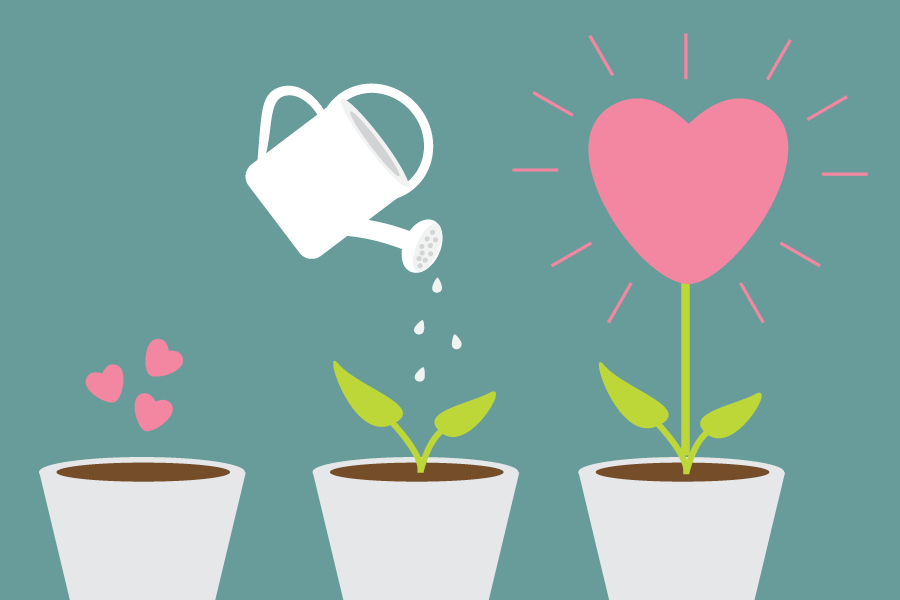 illustration of love being planted and growing with care